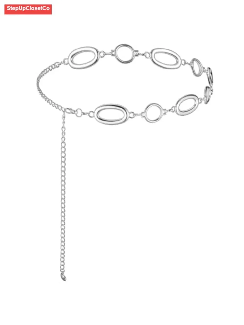 Women's Waist Chain Belt Circle O-Ring Link Stainless Steel Adjustable dress